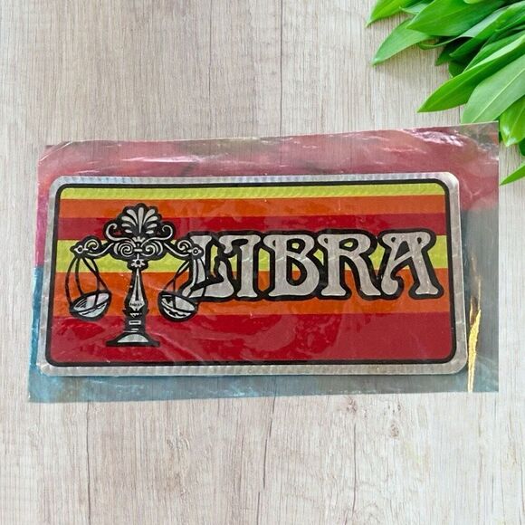 Vintage 1970s Libra Astrology Horoscope Decal Bumper Sticker Prism Prismatic - Picture 2 of 5